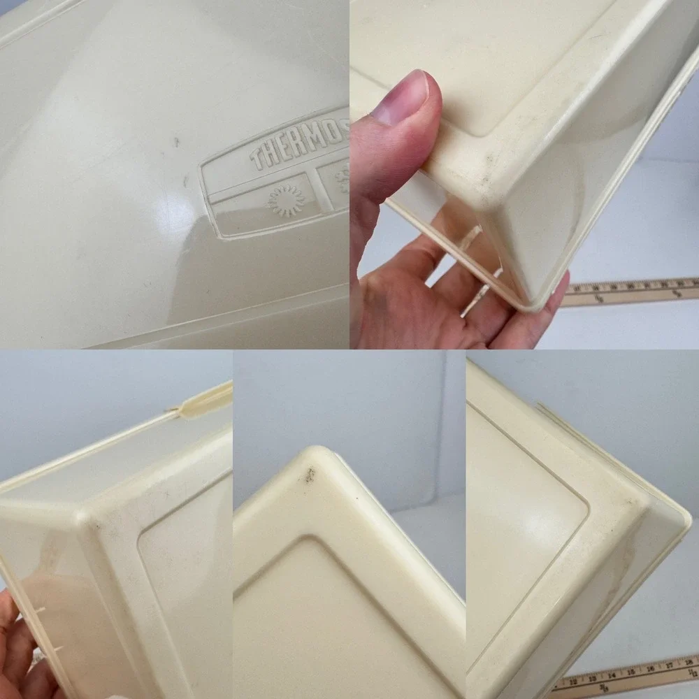 Vtg Thermos Brand plastic picnic sandwich box w hinged lid tan color replacement